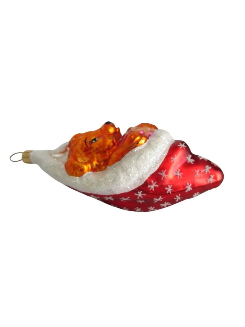 Vintage Christopher Radko Cozykins Bear Glass Christmas Ornament 6” Tall
